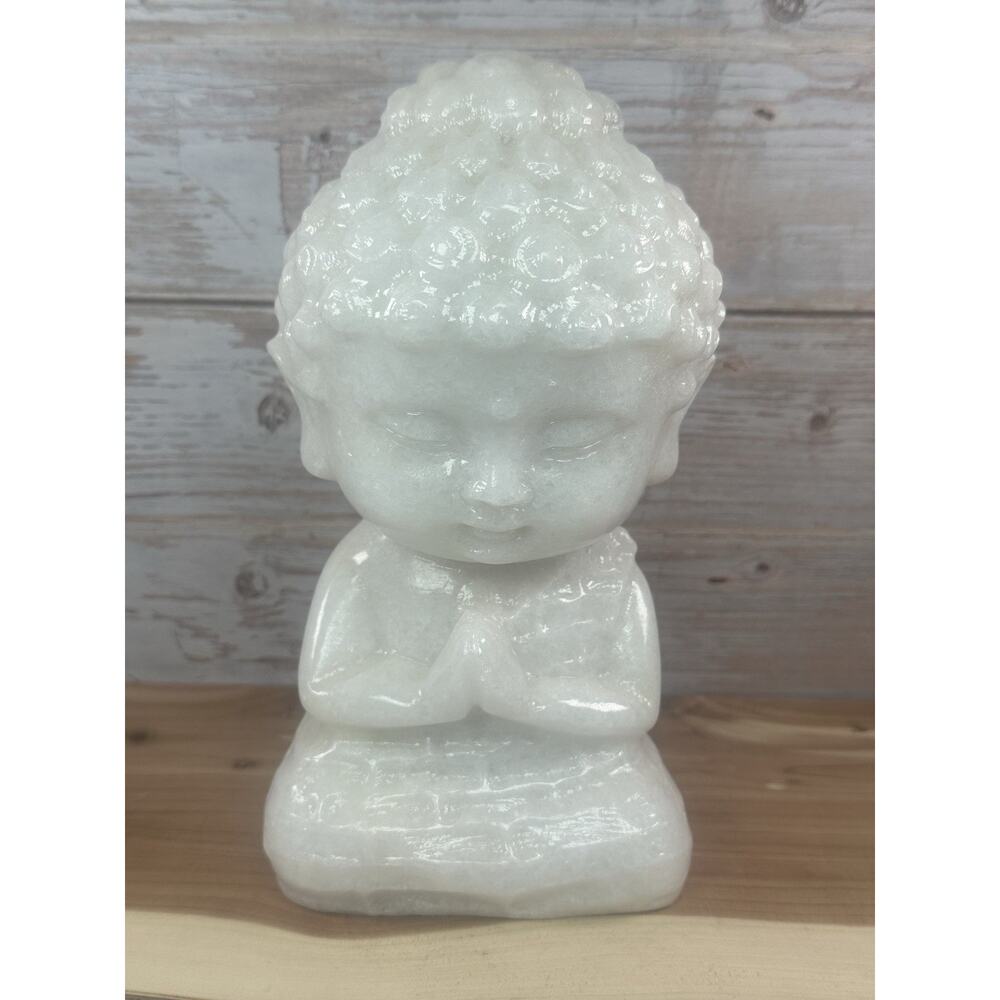 Large 8” Natural White jade Buddha Hand Carved Crystal Reiki Healing 6lbs 8oz